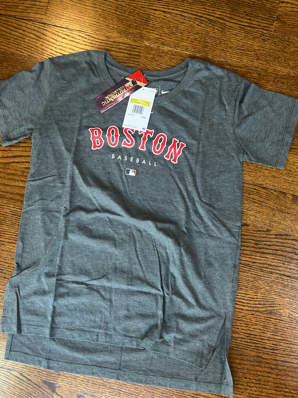 Nike Gray Boston Baseball Short-Sleeve Tee with Red Lettering